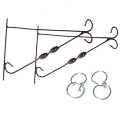 Pair Of 12 Hanging Basket Brackets With Swivel Hooks